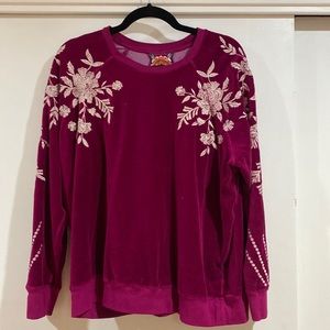 Johnny Was Leona Relaxed Velour Raglan Sweatshirt